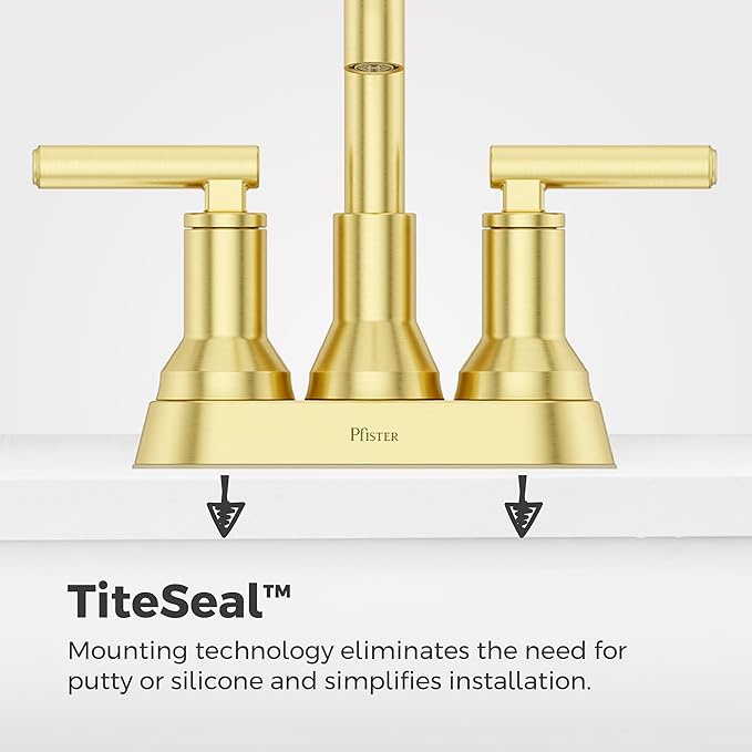 Pfister Capistrano Bathroom Sink Faucet, 4-Inch Centerset, 2-Handle, 3-Hole, NSF Certified, Brushed Gold Finish, LF048CSOBG