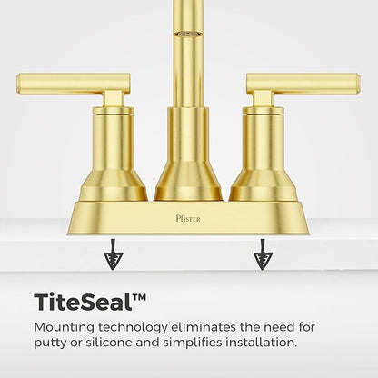 Pfister Capistrano Bathroom Sink Faucet, 4-Inch Centerset, 2-Handle, 3-Hole, NSF Certified, Brushed Gold Finish, LF048CSOBG