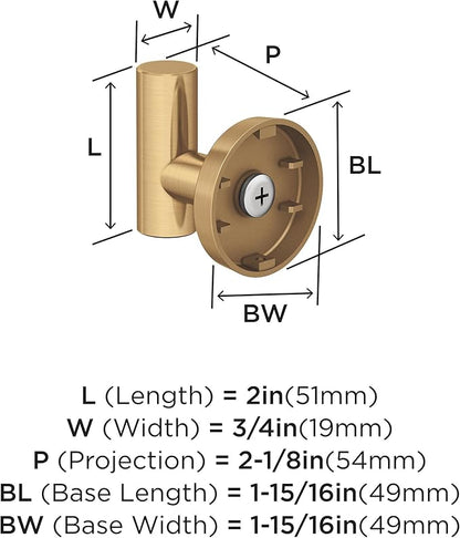 Amerock BH26542CZ | Champagne Bronze Single Robe Hook | 2-1/4 inch (57 mm) Length Towel Holder | Arrondi | Towel Hook for Bathroom | Bathroom Hardware | Bath Accessories