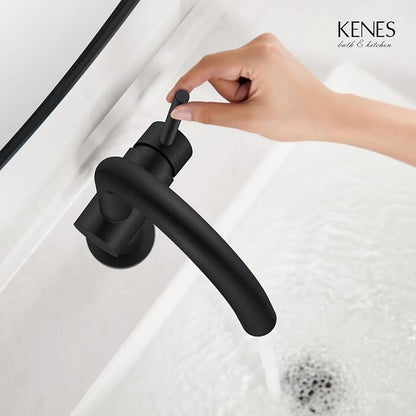 Matte Black Bathroom Faucet Single Handle, Single Hole Vanity Faucet | Bathroom Sink Faucet with Pop Up Drain & 6 Inch Deck Plate, Lead-Free cUPC & NSF Certified, 1 Handle Faucet for Vanity RV Bar