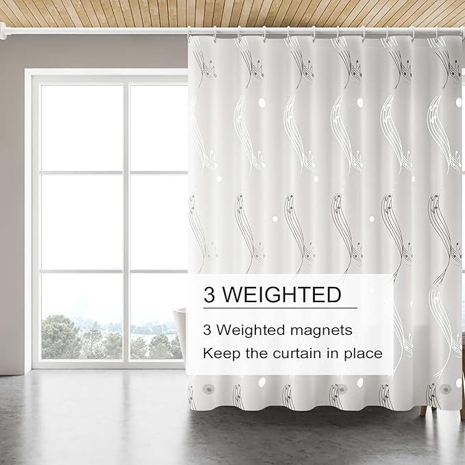 Blue Shower Curtain Liner, 4G PEVA Shower Liner, Plastic Peva Waterproof Shower Curtains, 72x72 inch with Grommet Holes 3 Magnetic Weights