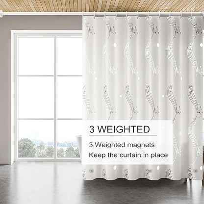 Blue Shower Curtain Liner, 4G PEVA Shower Liner, Plastic Peva Waterproof Shower Curtains, 72x72 inch with Grommet Holes 3 Magnetic Weights