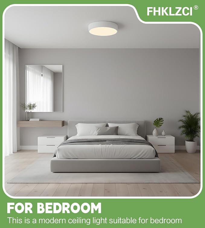 Modern LED Round Flush Mount Ceiling Light Fixture,White,15.74 inch | Dimmable,36Watts,Bright Adjustment,5CCT 3000K/3500K/4000K/5000K/6000K,Matte,Metal,for Living Room,Kitchen,Bedroom,Bathroom