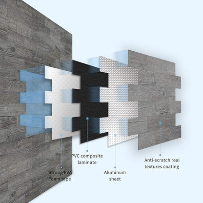 Art3d 10 Sheet (Pack of 10) Wall Panel Wood, Gray