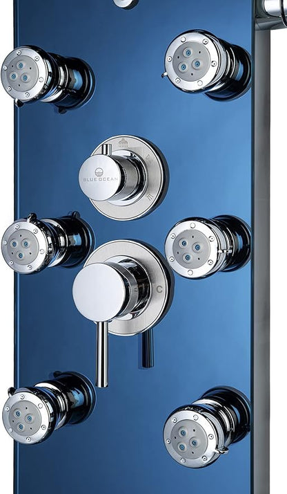 Blue Ocean 52" Stainless Steel SPS392H Shower Panel Tower System with Rainfall Shower Head and 8 Adjustable Massage Jets