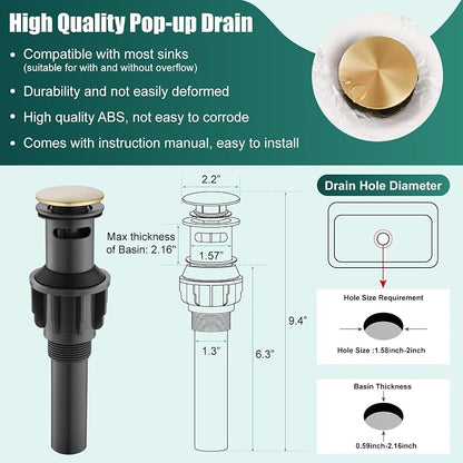 Heyalan Tall Vessel Sink Faucet, Single Handle 1-Hole,Antique Brass | SUS304 stainless steel, 360° swivel spout, includes pop-up drain & hoses, deck mount 1-hole, tall design for vessel sink