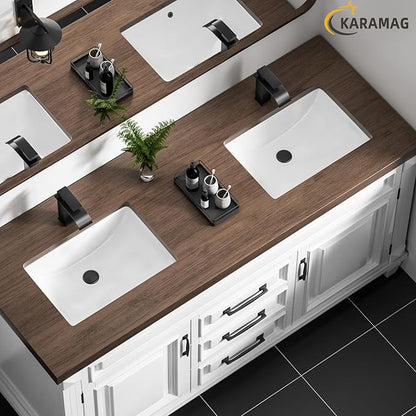 Durable Rectangle Undermount Sink Vitreous Ceramic Lavatory Vanity Bathroom Restroom Sink Pure White (18.3"X13.0")