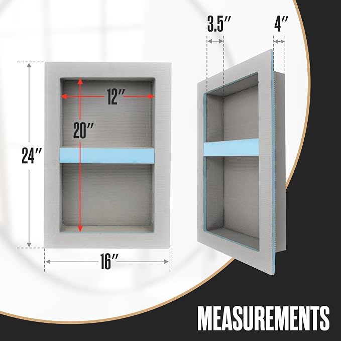 Shower Niche, Shower Niche Insert Tile Ready, 12x20 (13x21), Prefab Box | Houseables Recessed Bathroom Storage, Shelf Insert, Built In Wall Cubby, Recessed Shampoo Caddy, Inset Shelves, Tile Ready