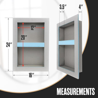 Shower Niche, Shower Niche Insert Tile Ready, 12x20 (13x21), Prefab Box | Houseables Recessed Bathroom Storage, Shelf Insert, Built In Wall Cubby, Recessed Shampoo Caddy, Inset Shelves, Tile Ready