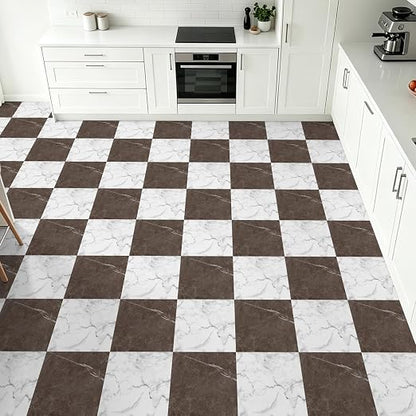 Art3d 30-Pack Peel and Stick Vinyl Floor Tiles, Red & White Marble | 15 Tiles per Color, 12" x 12" Single Tile, Wipeable, Waterproof, Ideal for Kitchen, Bathroom, Living Room, Bedroom