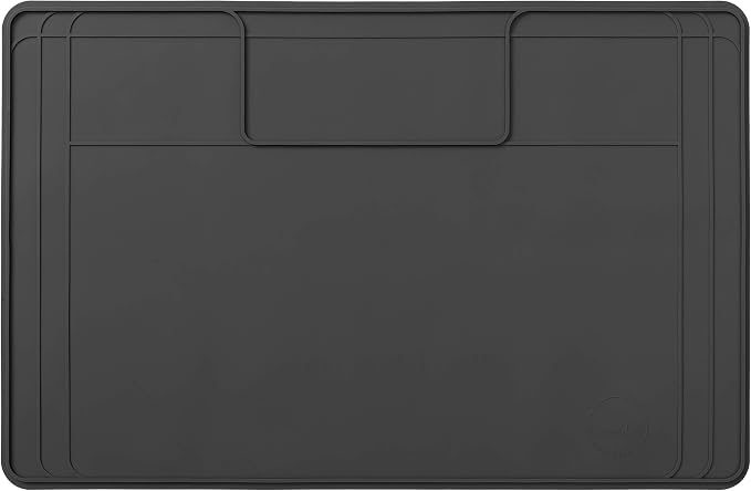 The Original Under Sink Mat - Silicone Waterproof mat, Trimmable, Easy to Clean, Kitchen cabinet liner, Under sink protector mats, Drip Tray with Lip (Dark Gray, 31" x 22")