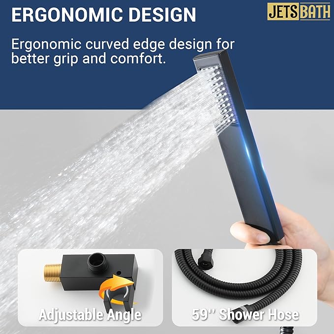 Luxury Thermostatic Rain & Waterfall Shower System with 22” Rain Shower Head & 6 Body Jets, Wall Mounted Shower Faucet Sets with Handheld Sprayer, 3/4” Inlet Thermostatic Valve