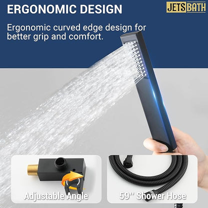 Luxury Thermostatic Rain & Waterfall Shower System with 22” Rain Shower Head & 6 Body Jets, Wall Mounted Shower Faucet Sets with Handheld Sprayer, 3/4” Inlet Thermostatic Valve