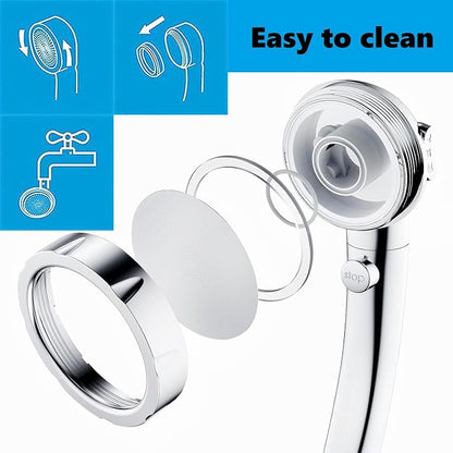 3-Setting Detachable Shower Head, Chrome Finish | High Pressure Water Saving, ON/OFF Switch, 3 Spray Modes, Interface G1/2 (0.8 inches)