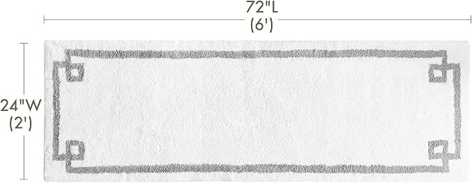 Madison Park Evan 100% Cotton Bath Runner Plush Absorbent, 24" x 72", White | Non-slip Backing, OEKO TEX, Luxurious Tufted Plush Bath Rug for Bathroom, Quick Dry, Spa Design Decorative for Shower Room