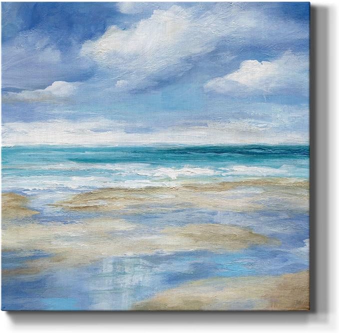 Renditions Gallery Washy Coast Wall Art, Premium Gallery Wrapped Canvas Decor, Ready to Hang, 16 in H x 16 in W, Made in America Print
