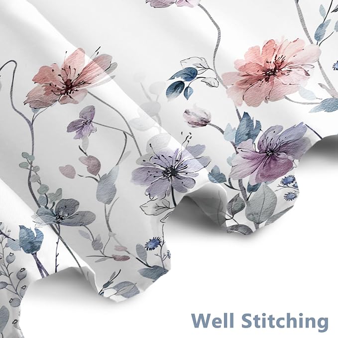 AWERT Wildflower Shower Curtain for Bathroom Watercolor Floral Shower Curtain with Hooks Waterproof Flower Printing Fabric Bathroom 48x72 Inch