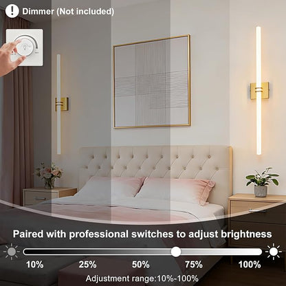Gold Bathroom Light Fixture LED Vanity Light 37.4" 5CCT Wall Sconce | LED Dimmable Wall Light Modern 360° Lighting, 35W Hardwired Vanity Light for Bathroom Mirror, Flicker-Free Easy Install
