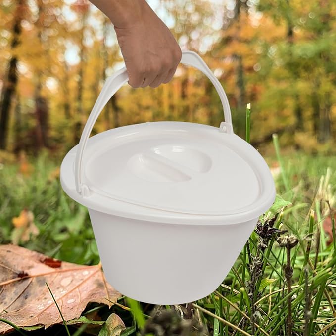Portable Toilet for Camping, Indoor Outdoor Commode with Detachable Inner Bucket & Removable Paper Holder, Lightweight & Compact Porta Potty Travel Toilet for Camping, Boat, Van, Emergency Use, White