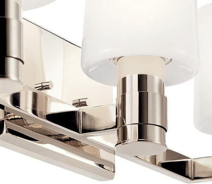 Kichler Adani 3-Light Vanity, Modern Light with Opal Glass in Polished Nickel, Bathroom or Powder Room (8.25" x 24"), 55176PN