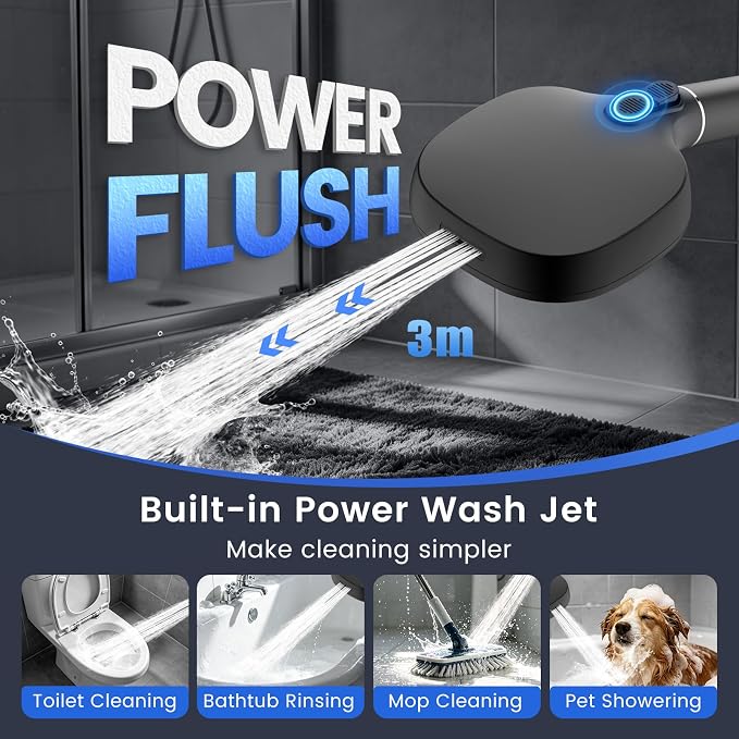 Filtered Shower Head with Handheld, High Pressure 8-mode Shower with Filter | Remove Chlorine for Hard Water, Reduce Dry Itchy Skin, Anti-clog Nozzles, Built with Power Wash, Extra Holder & Hose