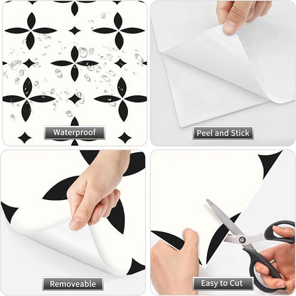 MORCART Peel and Stick Floor Tile Star Waterproof Vinyl Flooring DIY Flooring for Bathroom, Kitchen, Fireplace, Pet House, Stairs, Bedrooms, Wall, Store(20PCS,7.87" x 7.87",White)