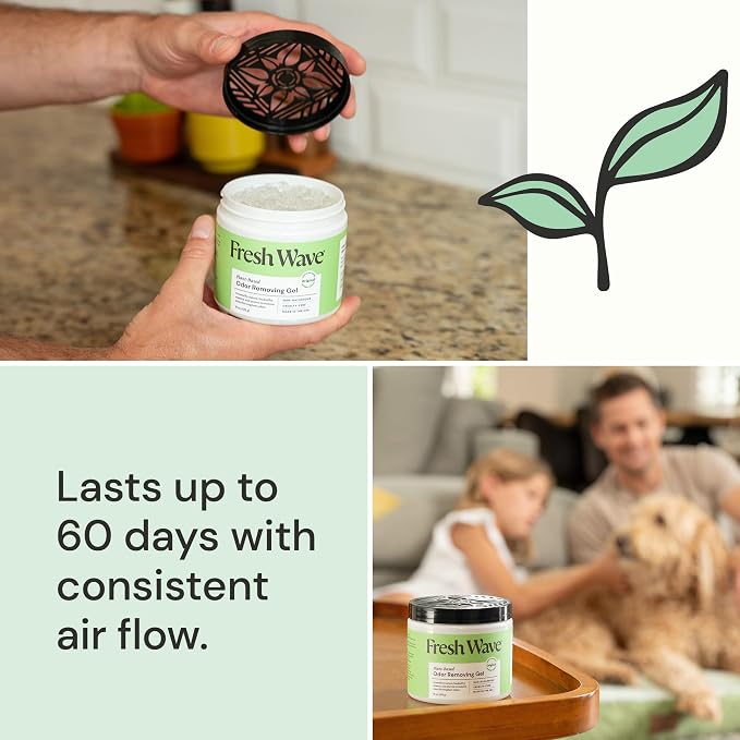 Fresh Wave Original Odor Eliminator Gel 2Pk 15 oz - Air Freshener for Home | Lasts 30-60 days. Plant-based odor absorber. No perfumes or harsh chemicals. Bathroom & closet deoderizer. Refills available.