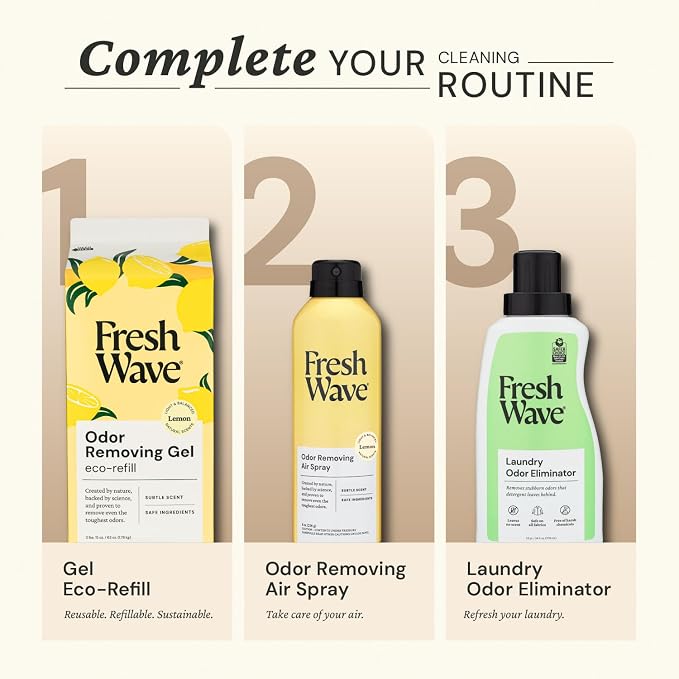 Fresh Wave Lemon Odor Eliminator Gel 15 oz - Air Freshener for Home | Lasts 30-60 days. Plant-based odor absorber. No perfumes or harsh chemicals. Bathroom & closet deoderizer. Refills available.