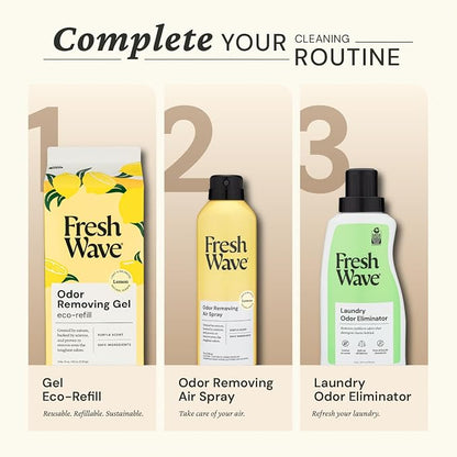 Fresh Wave Lemon Odor Eliminator Gel 15 oz - Air Freshener for Home | Lasts 30-60 days. Plant-based odor absorber. No perfumes or harsh chemicals. Bathroom & closet deoderizer. Refills available.