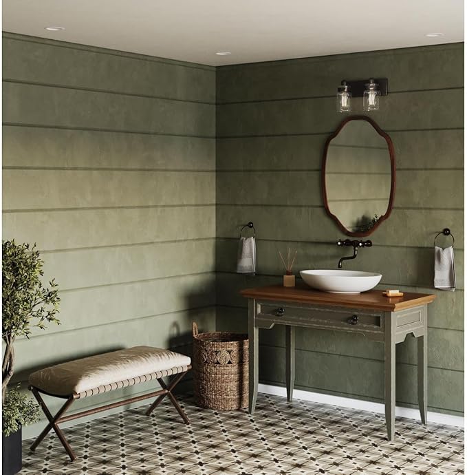Progress Lighting P300046-020 Calhoun Collection Clear Glass Farmhouse Bath Vanity Light, 2-Light, Antique Bronze