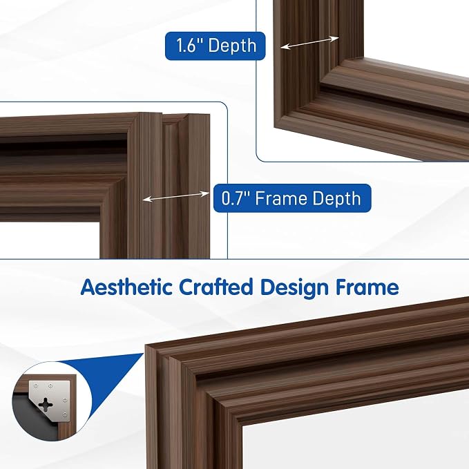WEER Retro Copper Bathroom Mirror 55x30 Inch Rectangle | Vintage Framed, Tempered Glass, Anti-Rust, Wall Mounted, Hangs vertically or horizontally