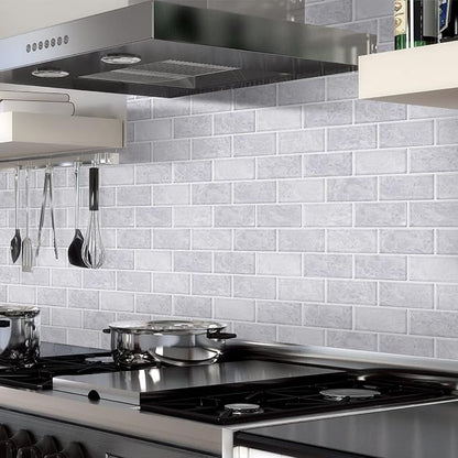 STICKGOO Subway Tile Peel and Stick Backsplash, Thicker Design 12" x 12" Stick on Backsplash Tiles for Kitchen, Bathroom, Wall Tile (10 Sheets, Cinderella Grey)