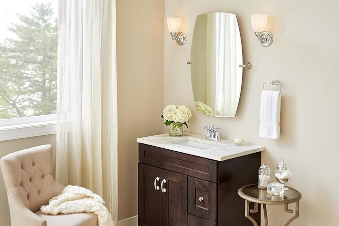 Moen YB2261CH Brantford 1-Light Dual-Mount Bath Bathroom Vanity Fixture with Frosted Glass, Chrome