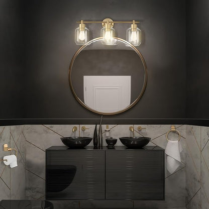 Globe Electric 51638 3-Light Vanity All-in-One Bathroom Set, 5 Piece Gold Finish