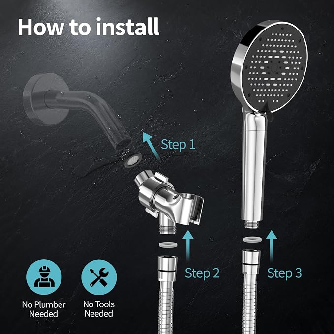 SR SUN RISE NSF Certified Filtered Shower Head with Handheld for Hard Water to Remove Chlorine High Pressure 9-Spray Setting (with Power Wash) Anti-Clog Nozzles (4 Filters, Chrome)