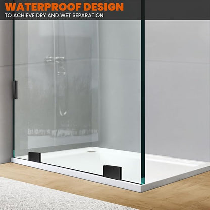 Shower Panel, 24"×78" Shower Glass Screen for Open Walk-in Bathroom, 5/16" (8mm) Clear Tempered Glass, Fixed Hinged Framless Shower Door，Matte Black