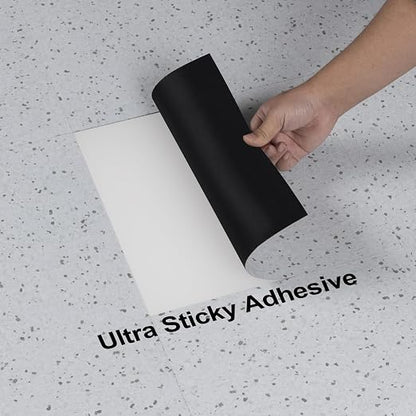 Vinyl Flooring - 12×12 inch Floor Tiles, 20 Packs Stick on Floor Tiles, 1.5mm Thick,Unique Self Adhesive Flooring for Dining Room, Kitchen,Bathroom(1.86m²,Grey Speckle)