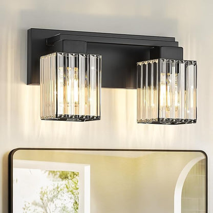 Black Bathroom Vanity Light Fixture, 13.39 Inch Over Mirror | Modern Wall Sconce for Bathroom, Durable Metal Construction, Easy Installation