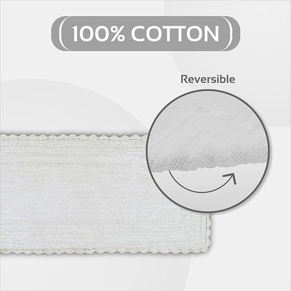 Better Trends Lilly Crochet White Large Bath Mat & Long Bath Rugs, 100% Cotton & Reversible Bath Runner Rug, Absorbent Shower Rugs for Bathroom, Washable Bath Rugs - 20 x 60 Runner Rug