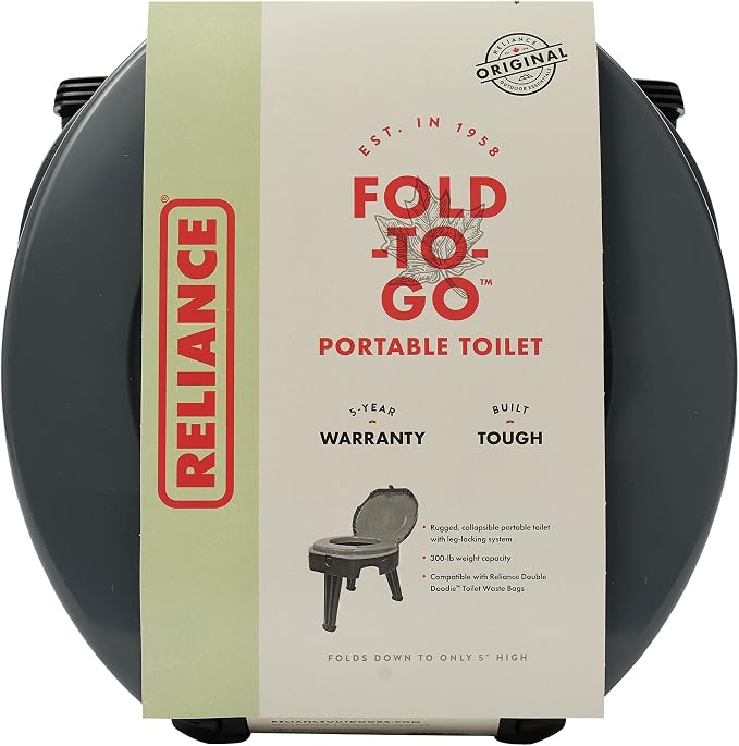 Reliance Products FOLD-to-GO Folding Portable Camping Toilet | 300 Pound Capacity | Compact & Lightweight | camping-sanitation-supplies