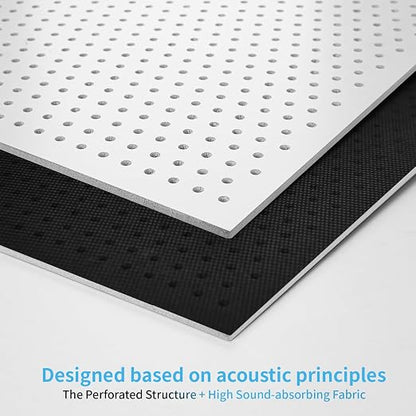 Art3d Acoustic Drop Ceiling Tiles 24x48 10-Pack, Soundproof Panels 2x4ft for Wall Coverings, White
