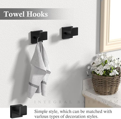 15-Piece Matte Black Bathroom Accessories Set 23.6 Inch Towel Bar Set. | SUS 304 Stainless Steel Bathroom Hardware Set Towel Racks for Bathroom, Robe Towel Hooks, Toilet Paper Holder Wall Mounted.