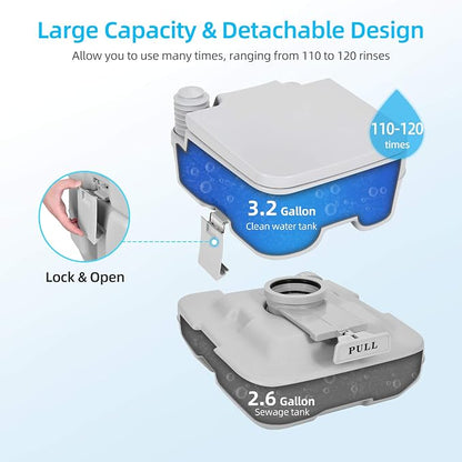 YITAHOME 2.6 Gallon Portable Toilet for Camping | RV Travel Potty with Press Flush Pump, Anti-leak Seal Ring for Travel, Boating, Hiking, Trips