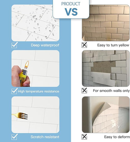 2026 New Upgrade Peel and Stick Backsplash Tile, Peel and Stick 11.34" X 11.57" Wall Tile for Kitchen, Bathroom, Fireplace, Laundry (Polished Cream White, 5 Packs)