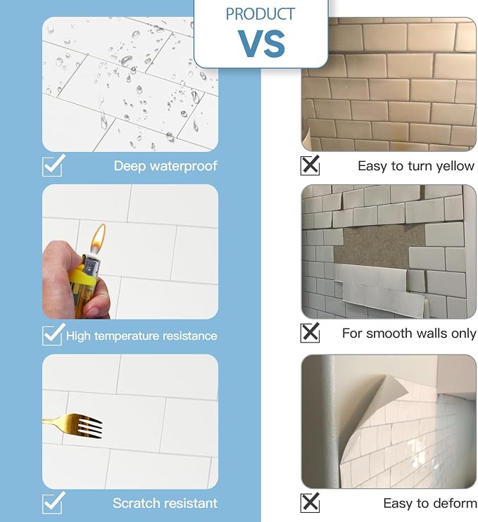 2026 New Upgrade Peel and Stick Backsplash Tile, Peel and Stick 11.34" X 11.57" Wall Tile for Kitchen, Bathroom, Fireplace, Laundry (Polished Cream White, 10 Packs)