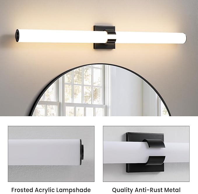 Bathroom Vanity Light - 39 Inch Black Bathroom Lighting Fixtures Over Mirror 36W 3000K Dimming LED Vanity Light Bar Modern Vanity Light Fixture for Mirror Bedroom Living Room