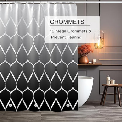 Black Shower Curtain Liner, 4G PEVA Shower Liner, Plastic Peva Waterproof Shower Curtains, 72x72 inch with Grommet Holes 3 Magnetic Weights