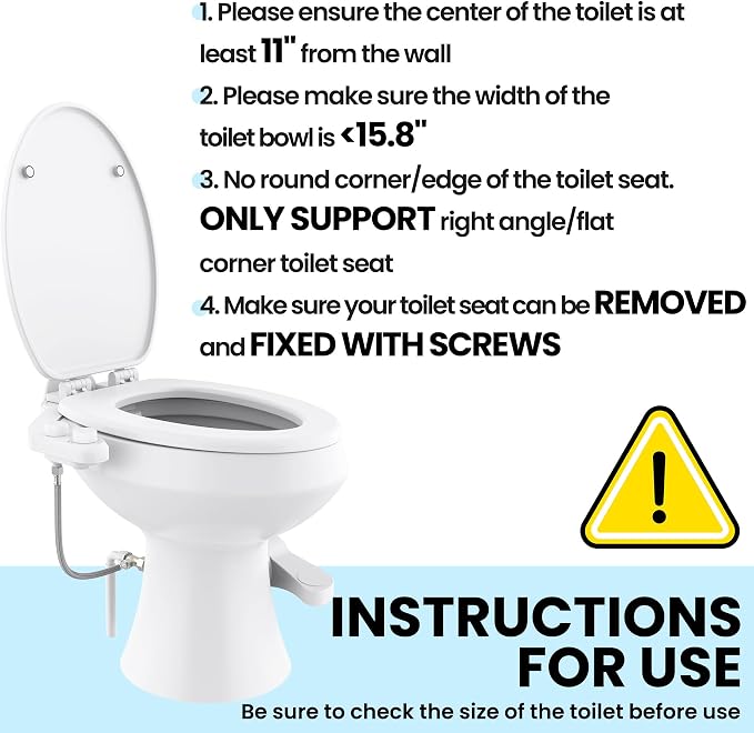 RV Bidet Toilet Seat Attachment Support for SEAFLO, RV Bidet for Camper Toilet, Self/Rear/Front Cleaning, Non-Electric Adjustable Water Pressure, Fresh Water
