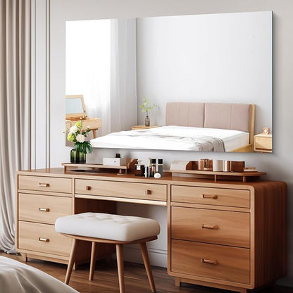 CILIBER Frameless Mirror, 55x36 Mirrors for Wall, Large Bathroom Mirror for Over Sink, Rectangle Frameless Vanity Mirror with Polished Edge, 3mm Tempered Glass, Hangs Horizontally or Vertically