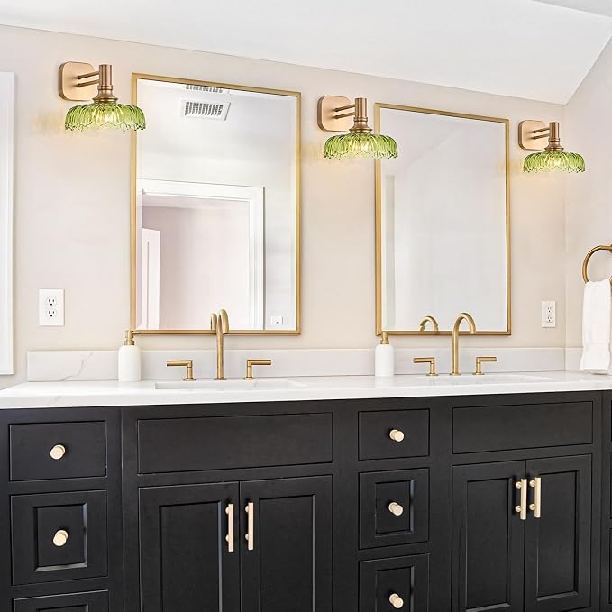 Vintage Glass Wall Sconces Green Vanity Lights Bathroom Light Fixture Over Mirror Wall Light for Picture Doorway Bathroom Bedroom Hallway Farmhouse
